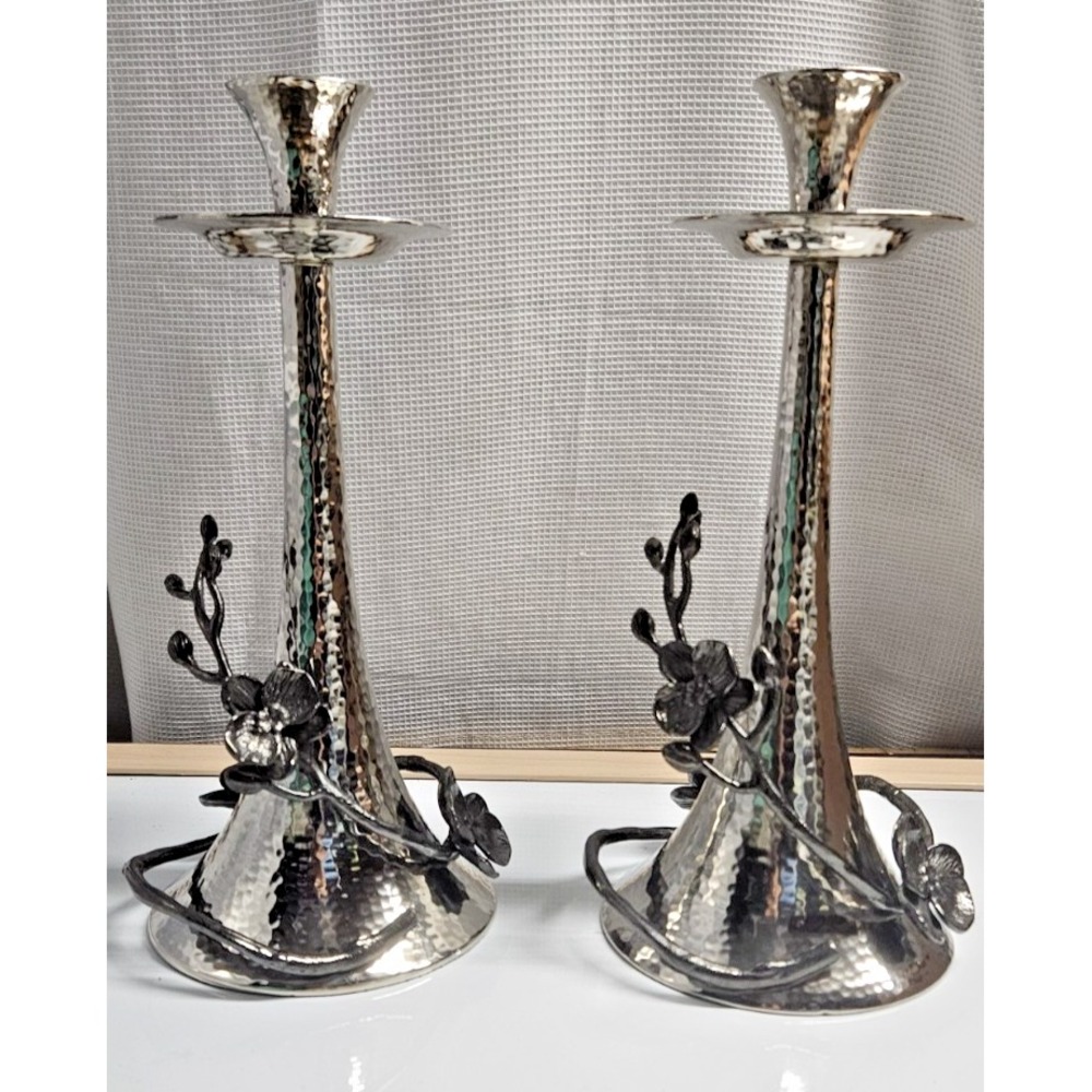 NIB MICHAEL ARAM black Orchid‎ Taper candle holders a set